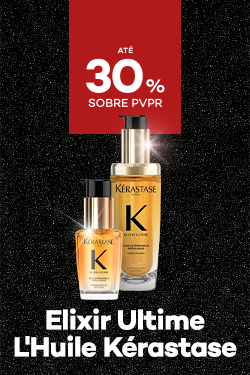 Óleo Capilar Kérastase Elixir Ultime L'huile' com destaque promocional de até 30% sobre preço de Venda ao Público Recomendado